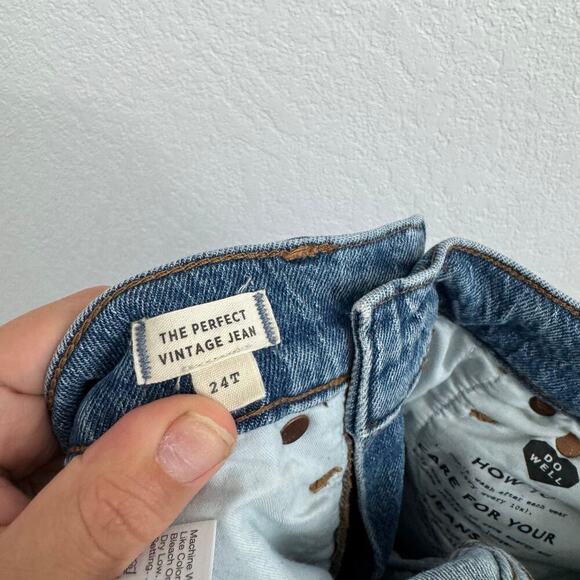 Madewell The Perfect Vintage High Rise Raw Hem Jeans Ainsworth Wash Blue 24T - Picture 12 of 14